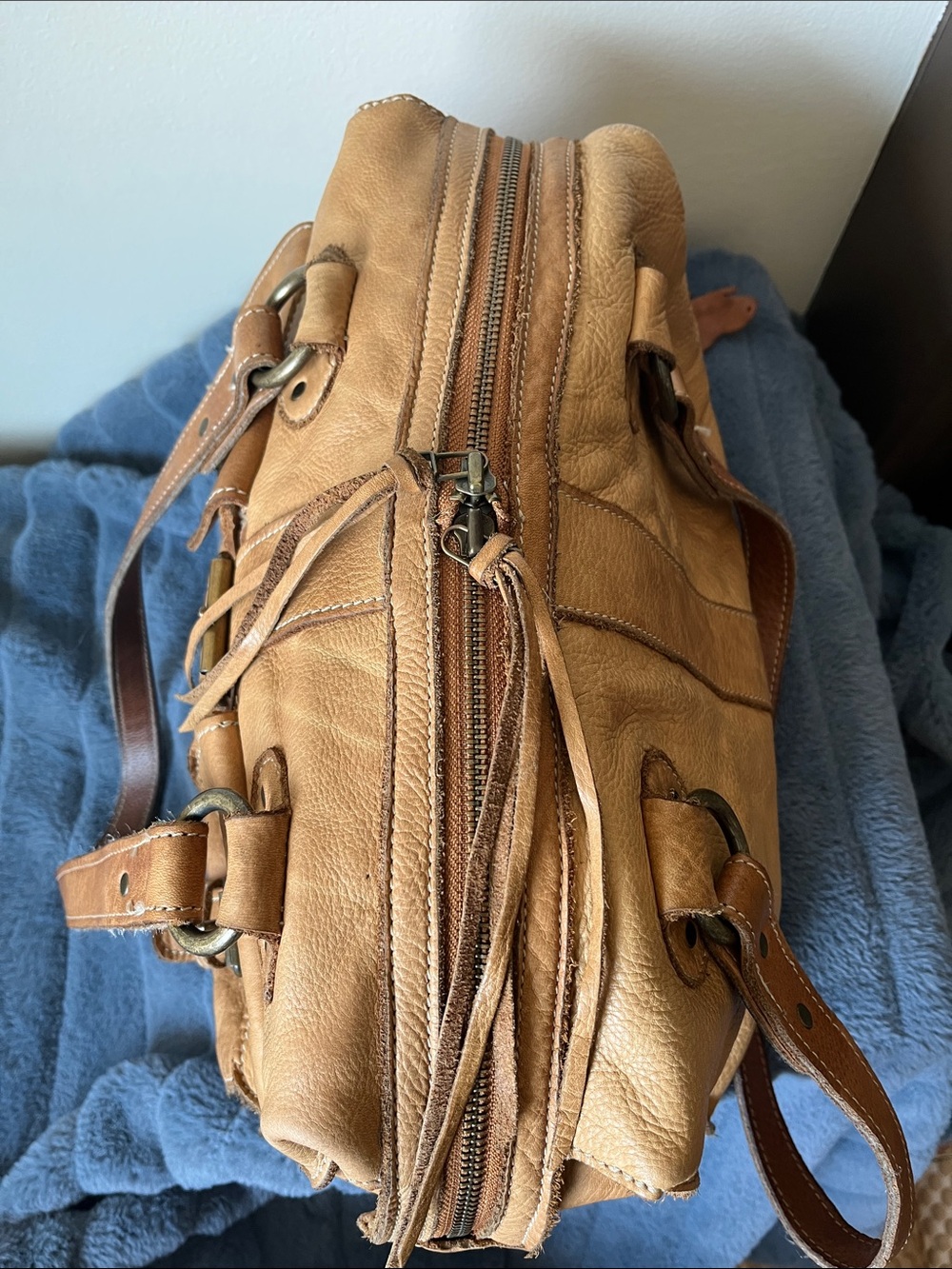 Roots Tan Leather Satchel Bag - Picture 6 of 14